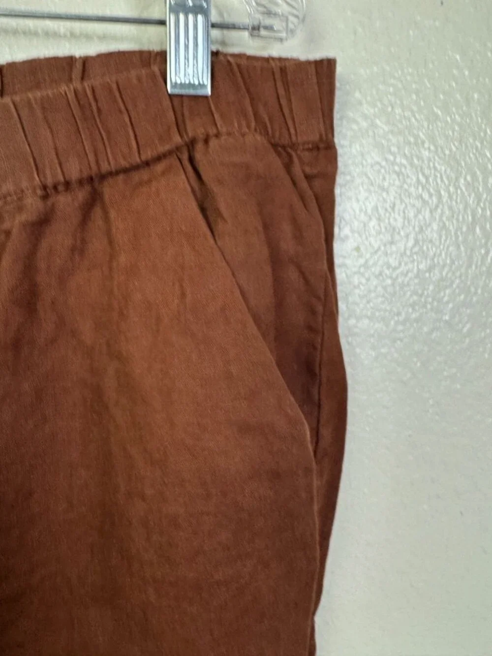 Quince Brown 100% Linen Crop Pants Womens XL Elastic Waist Relaxed Sustainable